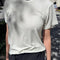 model wearing a white linen blend relaxed fit t-shirt