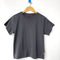 charcoal relaxed fit tee with a slight crop on a hanger