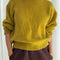 model wearing mohair bistro yellow pull over sweater