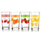 set of 4 vintage inspired fruit glasses: cherry, orange, strawberries and lemon