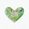 colorful green, blue, and tan swirl heart shaped eye pillow