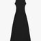 black crinkle maxi dress with asymmetrical hem and open back