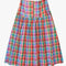 colorful plaid midi skirt with drop waist