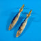 blue sardine dangle earrings on gold hoops