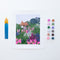 painted colorful mini unframed paint by number kit with paintbrushes and pots of paint