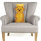 bear shaped honey bottle throw pillow on a chair