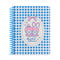 blue and white gingham journal with Monchhichi & Chimutan in a white scalloped frame