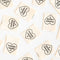 scattered set of 8 cream cotton sewing labels that say 'thanks i made it' inside a heart