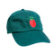 green dad hat with red tomato design