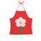 red knit halter top with white flower print on the front