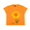 orange cropped relaxed tee with realistic sunflower print
