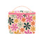 cream large leatherette cosmetic case with colorful floral print