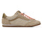 brown mesh super low pro sneaker with peach bungee looking laces
