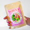 model holding 3 oz. lemongrass and green tea single pack of bath soak