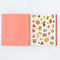 interior stickers of yellow undated planner with colorful 'let me write that down' across the front