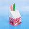 petite carton shaped strawberry milk vase with four pens inside