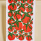 white tea towel with red tomato print