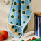 blue, cream and kelly green pool floor print cotton handle towel