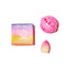pink and lime green ombre makeup sponge and wash ball
