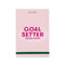 goal setter sticker book with pink cover and green elastic band