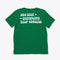 green t-shirt with "SEA SALT CHOCOLATE CHIP COOKIES" text graphic in 70s style font