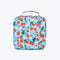 nylon lunch bag in blue strawberry floral pattern