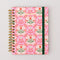 pink folk floral 17-month planner with green elastic closure