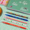 set of 5 colorful erasable pen set on a green gingham background