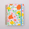ivory large 17-month planner with colorful floral print and blue elastic closure