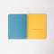 interior green and blue vertical stripe cover and yellow pocket folder