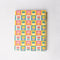 pink, yellow, teal and cream checkered mini notebook with colorful tulip back cover