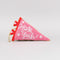 pink beaded pennant ornament with white cursive 'heck yeah!' across the front