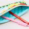interior of colorful oil paint floral quilted pencil pouch