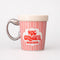 strawberry ice cream carton mug with silver metallic spoon handle