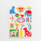 cream monthly planner with colorful Scandinavian icons print