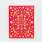 red monthly planner with colorful folk floral print