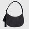 black washed denim medium crescent bag with black adjustable strap