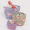 set of three go pouch set: small butterflies, medium bunnies and large lambs with items inside