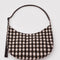 brown blurred gingham large nylon crescent bag
