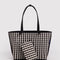 cream and black gingham reversed side of tote with removable pouch
