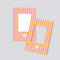 set of 2 pink and orange striped magnetic photo frame with daisy in the middle