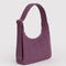 side view of wild plum mini nylon shoulder bag