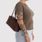 model carrying coffee nylon bowler bag
