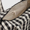 cream interior of black and white gingham nylon duffle bag