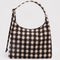 brown blurred gingham nylon shoulder bag