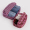 set of two packing cubes: pink plaid and pink houndstooth with clothing inside