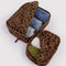 set of 2 leopard print packing cubes with items inside