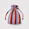 packaged lavender, orange and black vertical stripe pleated baggu