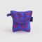 cobalt puffy earbud case with red smiley face print
