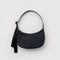 black small small crescent bag with sky blue micro polka dots